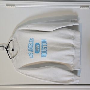 Women's Shein XS Los Angeles Houston 1986 White and Baby Blue Crew Sweatshirt